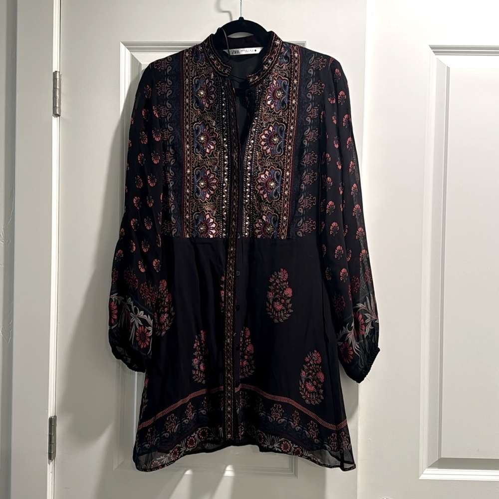 Zara sheer flowy mini dress